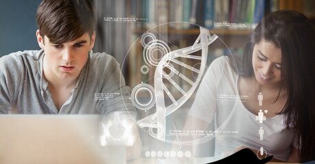 Composition of dna strand and medical data processing over male and female students