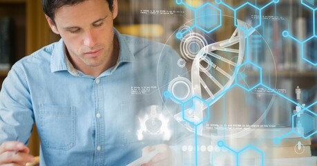 Composition of dna strand and medical data processing over male student
