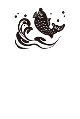 和風2022年のの年賀状と手書きの筆文字のベクターイラスト素材