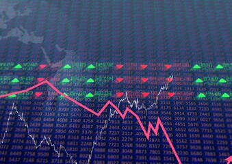 Stock market data processing over planet earth background, finances and economy concepts