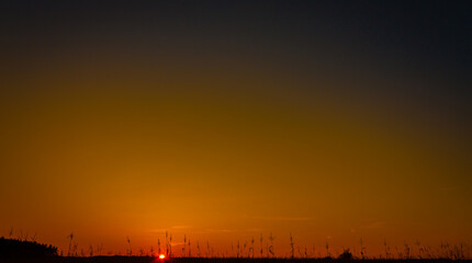 Sunset with clear sky, plenty of copy space