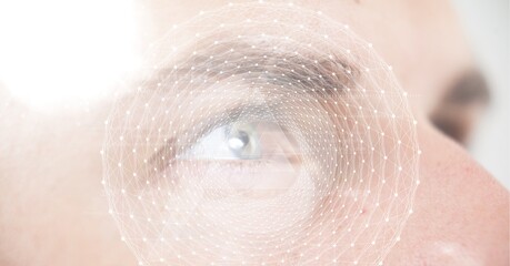Fototapeta premium Composition of scope scanning over man's face