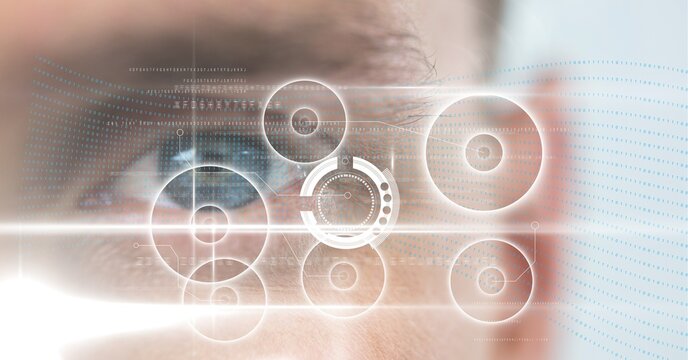 Composition of scope scanning data processing over man's face