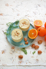 Smoothie with blood orange carrot leaves oats and ginger almonds (ph. Marianna Franchi)