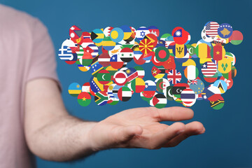 Global communication, international messaging and translation concept