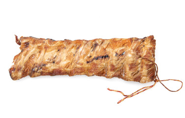 smoked pork ribs on a white plate