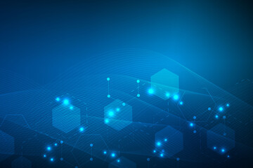 Modern futuristic background of the scientific hexagonal pattern. Virtual abstract background with particle, molecule structure for medical, technology, chemistry, science. Social network vector.