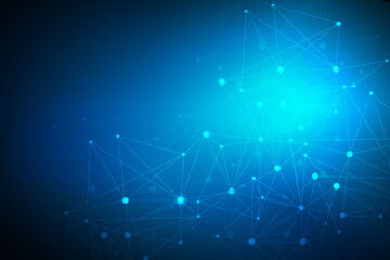 Geometric abstract background with connected line and dots. Structure molecule and communication. Big Data Visualization. Medical, technology, science background. Vector illustration.