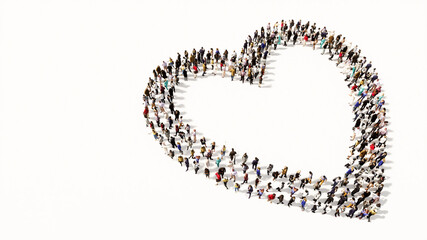 Concept conceptual large community of people forming the  like icon. 3d illustration metaphor for love, popular, trendy, health, romance and marriage