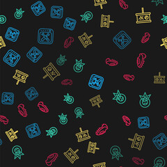 Set line Monitor with baseball game, Baseball, Planning strategy and boot on seamless pattern. Vector