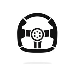 Steering wheel icon vector black and white shape silhouette logo element for sport or race car illustration isolated