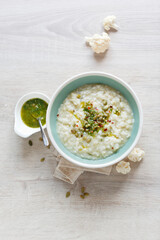 Risotto with cauliflower and pumpkin seed pesto (ph. Marianna Franchi)