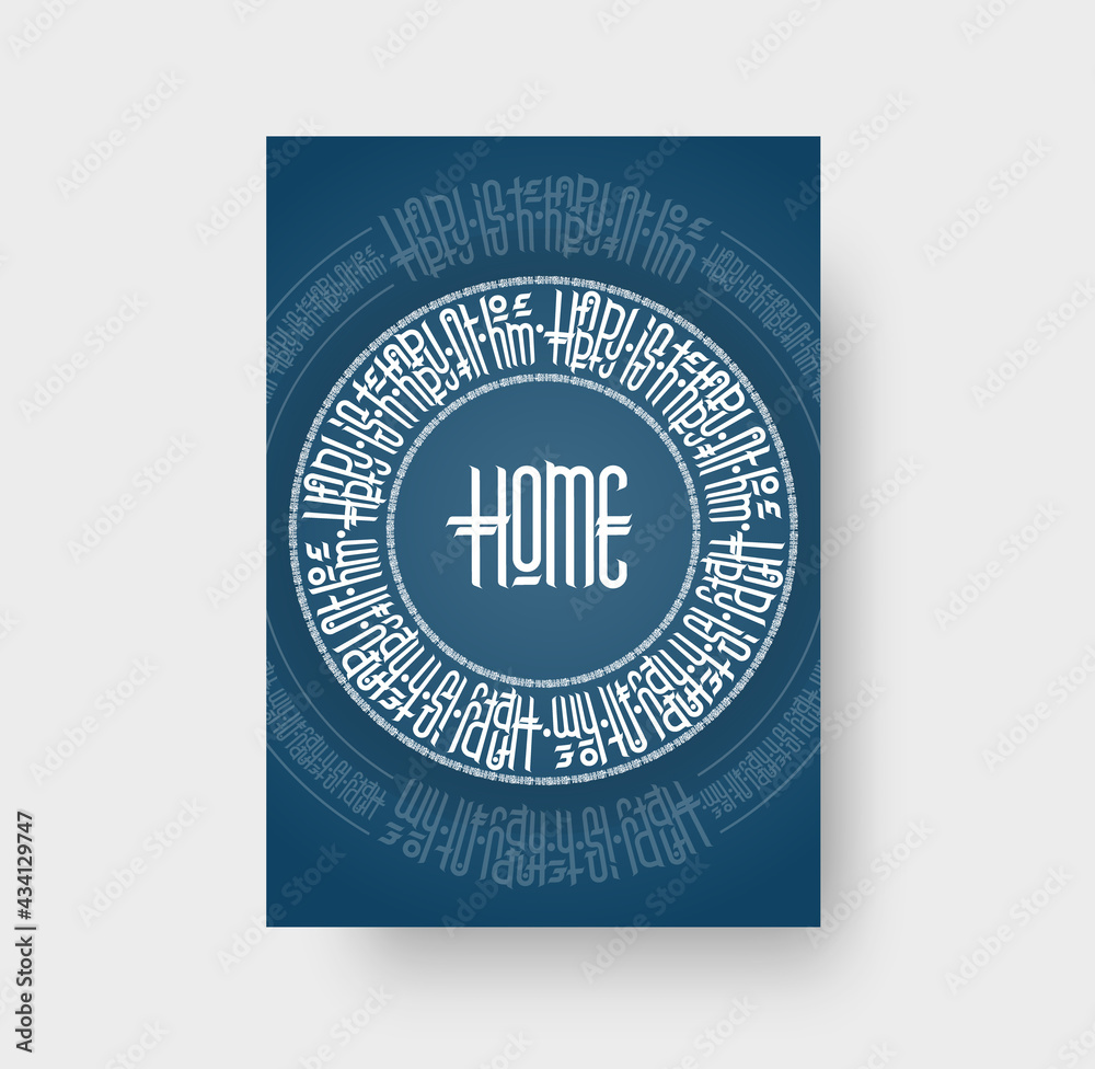Poster vector vertical illustration. hand lettering on a blue background with a round design.