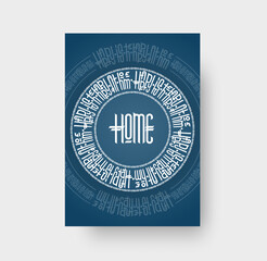 Vector vertical illustration. Hand lettering on a blue background with a round design.