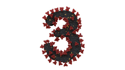 3d illustration of corona virus typeface the character 3