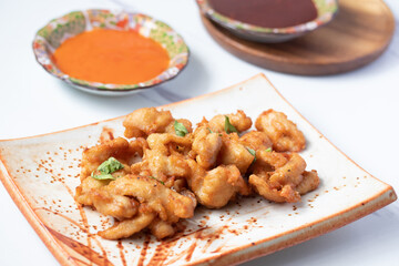 Fried Chicken with Fish Sauce with Chili Sauce and Son Kochujang