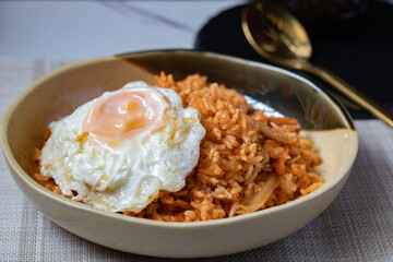 Homemade Kimchi Fried rice with Fried Egg