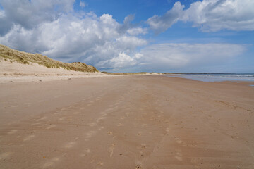Fototapeta na wymiar Wide, deserted beach at Druridge Bay, Morpeth