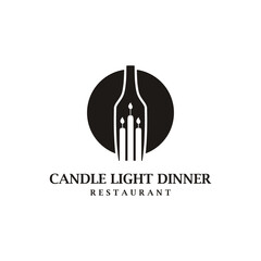 candle light dinner restaurant logo design illustration