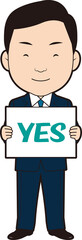 YESフリップを持つビジネスマン