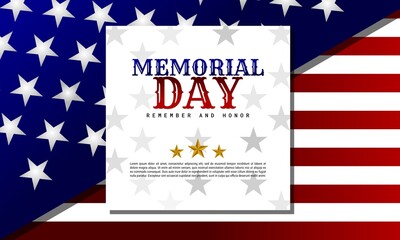 Memorial Day background design with american flag in gradation colors