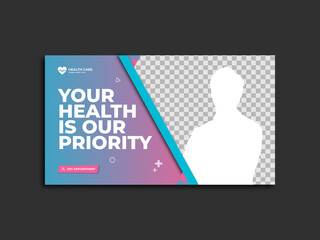 Medical web banner and Healthcare youtube thumbnail, Video thumbnail template.