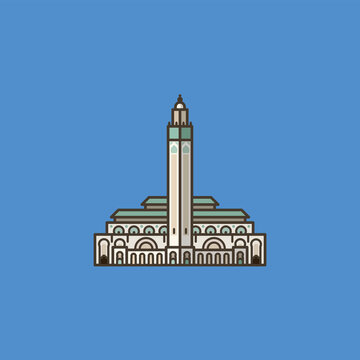 Hassan II mosque at Casablanca vector Illustration for Casablanca Day on November 26