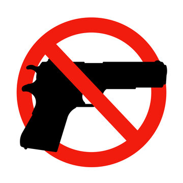 1911 gun silhouette stop sign Gun violence awareness icon. Clipart image isolated on white background.