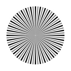 Rays, beams element. Sunburst, starburst shape on white. Circular geometric. Abstract circular geometric shape. illustration - Vector