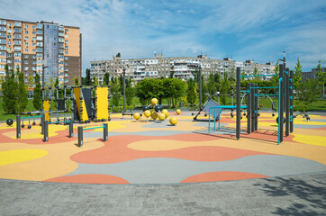 Survey view of playground in middle of spring