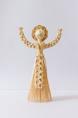 Anthropomorphic doll (toy) is made of straw. Hand-made straw products