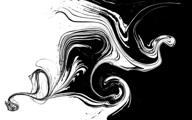 Black and White marble vector texture. Abstract liquid wavy background.