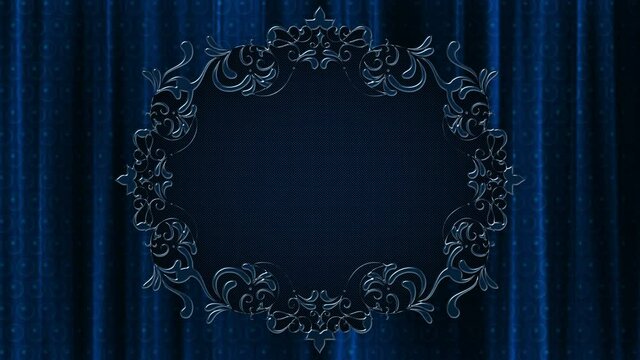 Glass frame. The pattern that surrounds the area to insert your symbol. Background - blue fabric.
