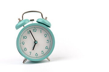 Old clock isolated on white  background with space for text. Concept of time