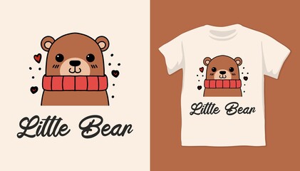 Cool and cute polar bear illustration shirt design for kid