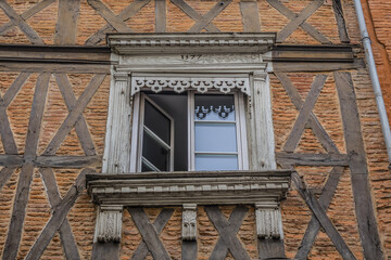 Architectural fragments of the design of an old French house in Toulouse Old town. Toulouse,...