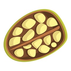 Half baobab fruit icon. Cartoon of Half baobab fruit vector icon for web design isolated on white background