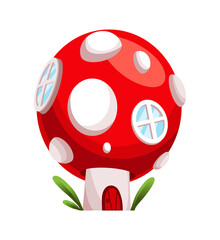 Fairytale house. Fantasy mushroom house. Housing village illustration. Kids fairytale playhouse isolated on white background