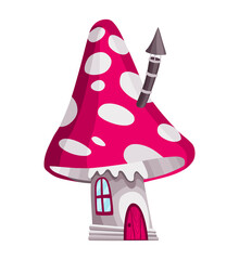 Fairytale house. Fantasy mushroom house. Housing village illustration. Kids fairytale playhouse isolated on white background