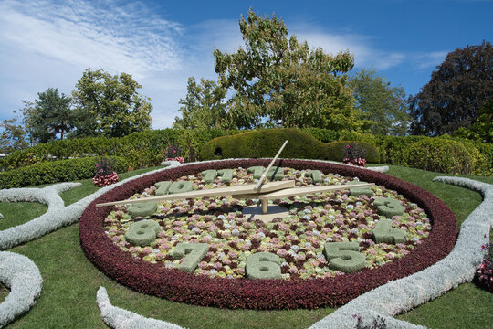 Floral clock in Geneva city, Switzerland