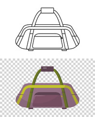 Childish cute bag for trips. Wheeled child handle travel bag. Backpack for school children, students, travelers or tourists. Fashionable bag for kids and adults