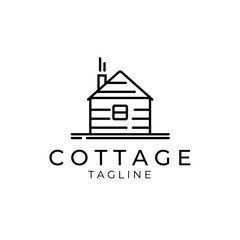 cottage or cabin logo line art minimalist vector design illustration