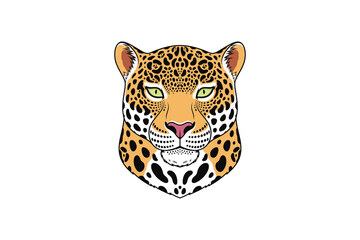 Jaguar head with green eyes, isolated jaguar face. Panther, predatory wildcat © Дмитрий Майер