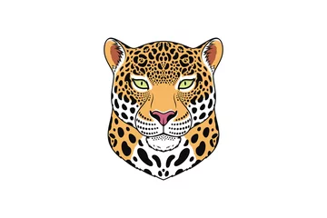 Foto op Plexiglas Jaguar head with green eyes, isolated jaguar face. Panther, predatory wildcat © Дмитрий Майер