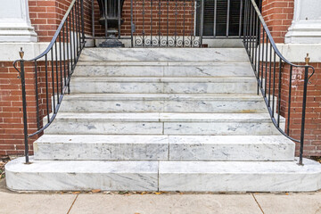 a wide staircase of marble steps