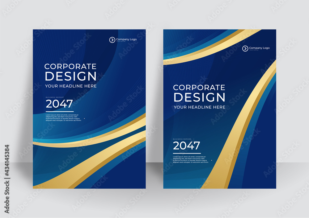 Poster modern business blue and gold design template for a4 poster flyer brochure cover. graphic design lay