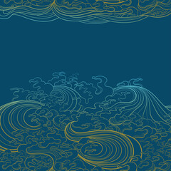 Fototapeta na wymiar Vector background with waves in traditional oriental style.