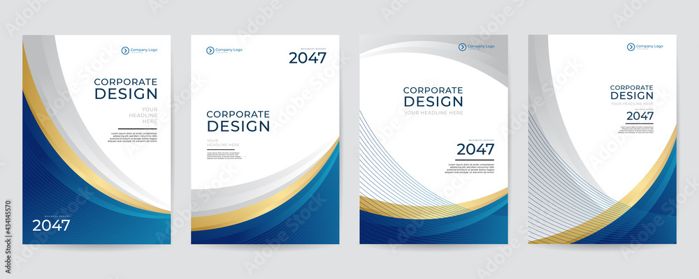 Poster modern business blue and gold design template for a4 poster flyer brochure cover. graphic design lay