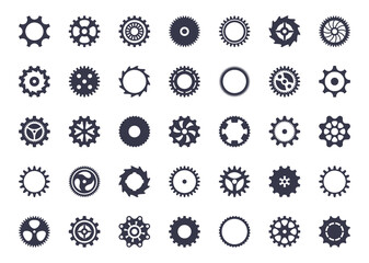Simple vector gear wheel icons on white - 434146710
