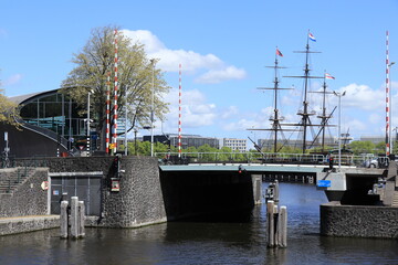 Amsterdam Schippersgracht Canal Modern Kortjewantsbrug Bridge